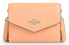 🧡Coach Mini Envelope Wallet w/Strap - CU170 Faded Blush (Orange) Leather - NWT