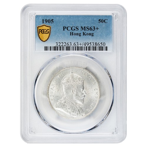 Hong Kong 1905 50 Cents Silver Coin KM #15 - PCGS MS-63+