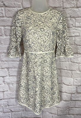 Draper James Lace Dress Womens 0 Ivory Blue Lined Embroidered Bell Sleeve 9528 | eBay Draper James Lace Dress Womens 0 Ivory Blue Lined Embroidered Bell Sleeve 9528 | eBay