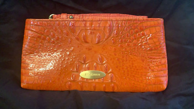brahmin women's daisy leather mandarin orange melbourne wristlet