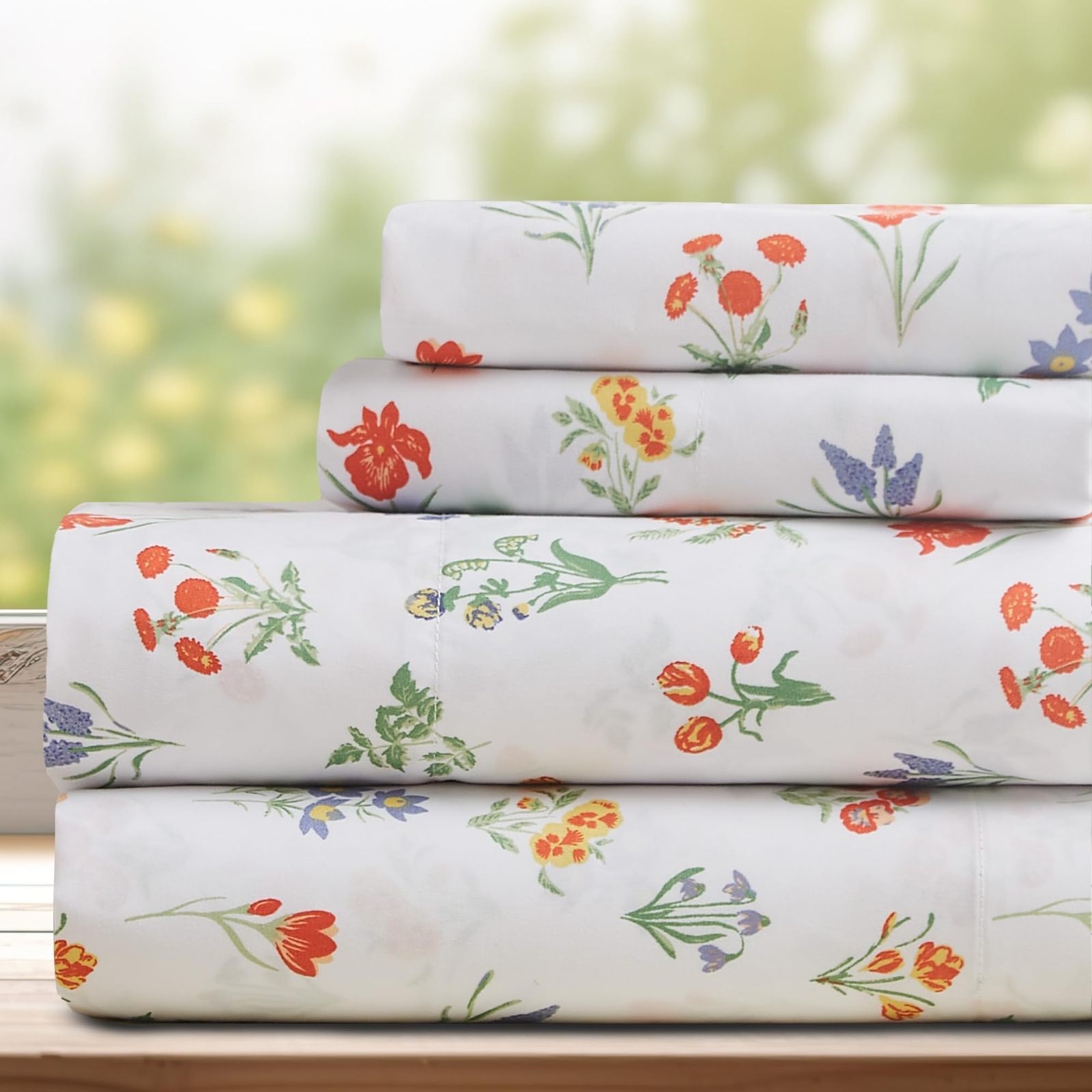 Queen Size Sheets - Floral Sheets Queen Size Bed Set - 4pcs Queen Sheet Set -...