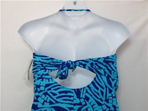 NWOT INC International Concepts Traje de baño de una pieza azul turquesa geométrico talla 10 Foto 3 de 3