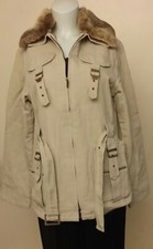 LILY FASHION Khaki Fur Trim DESIGNER JACKET SIZE UK M