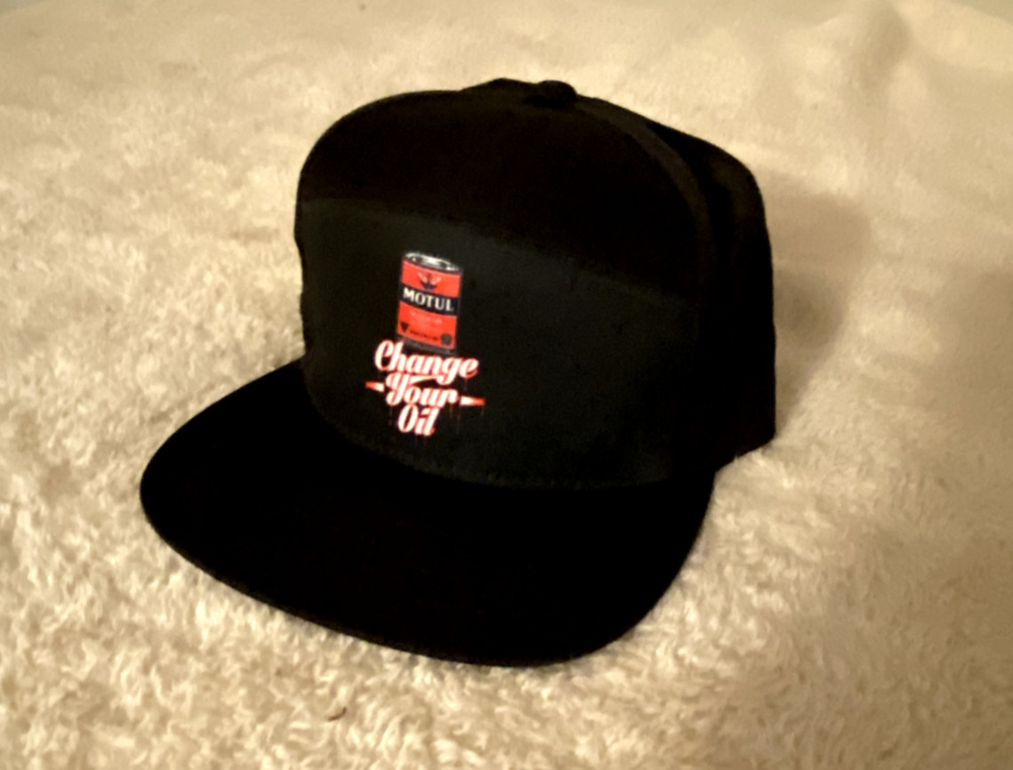 Motul Oil Can Snapback Hat Cap Black Breathable Back Gem