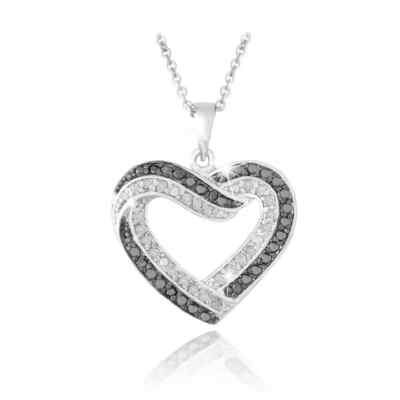 2Ct Round Cut Lab Created Black Diamond 925 Sterling Silver Heart Women Pendant