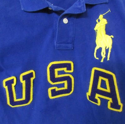 Polo Ralph Lauren Big Horse Logo Polo Shirt Youth Small (8) Blue