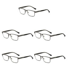 5 PK Mens Metal Frame Blue Light Blocking Reading Glasses Spring Hinge Readers
