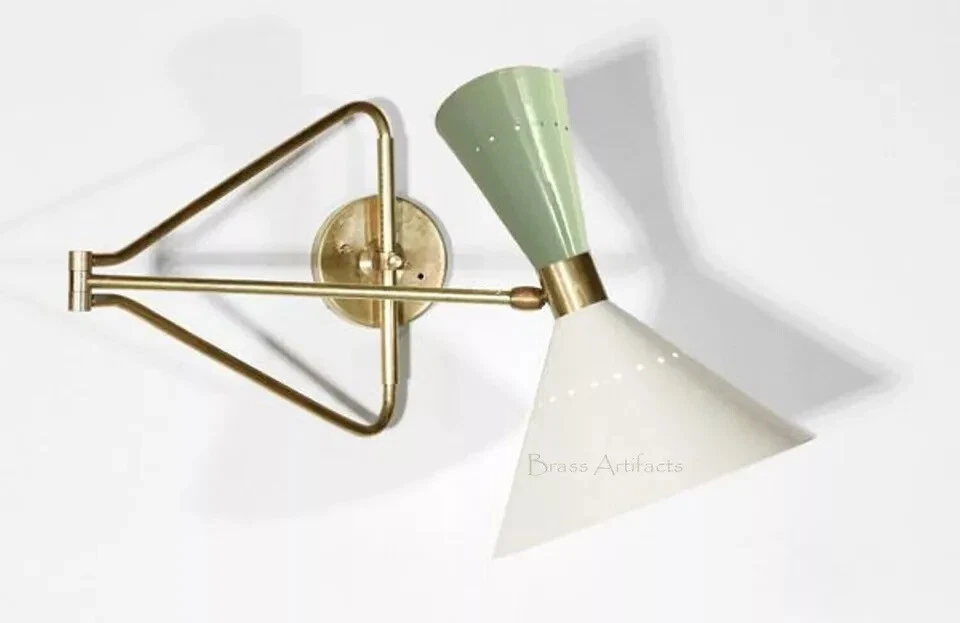 1950's CENTURY WALL LIGHT BRASS SPUTNIK MODERN ITALIAN INDUSTRIAL FIXTURE SWING - Image 2 of 4