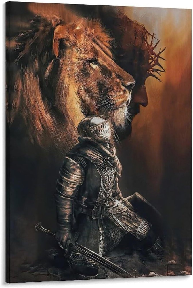 Lion of Judah,Lion God Armor Of God,God Wall Art,Warrior Of God,Religion Framed