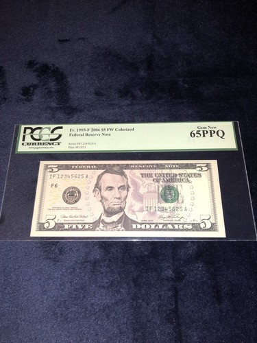FR 1993-F 2006 $5 FW FRN ATLANTA, GA “LADDER SERIAL #IF12345625A” PCGS UNC-65PPQ