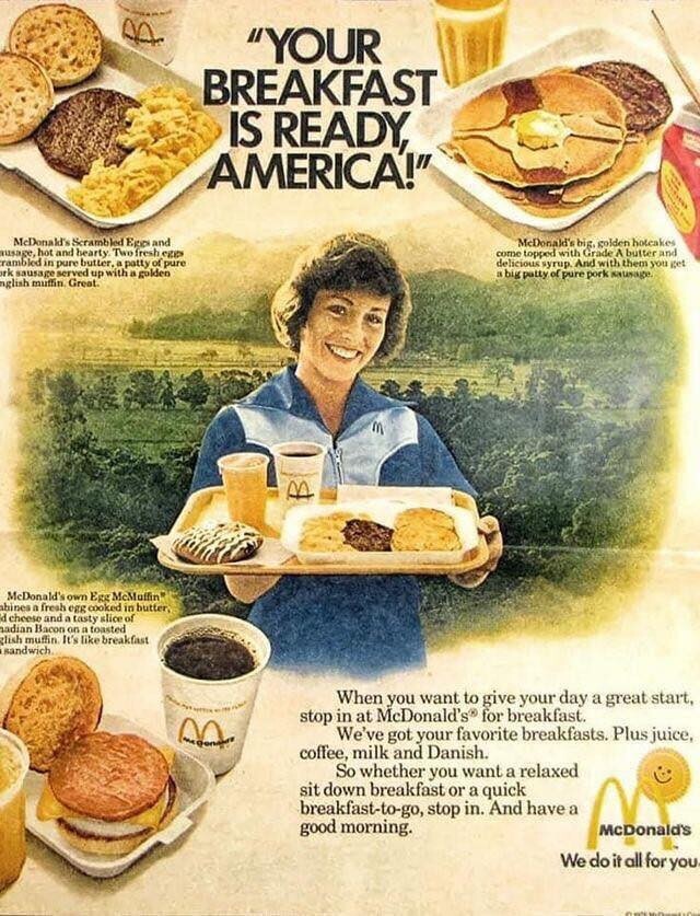 McDonald's Breakfast Ad 1970s POSTER 24 X 18 Inches Nice Wall Art