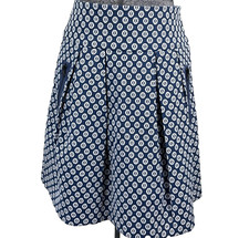 Maeve 4th Street Swing Skirt Size 2 Box Pleat Blue White Geometric Print