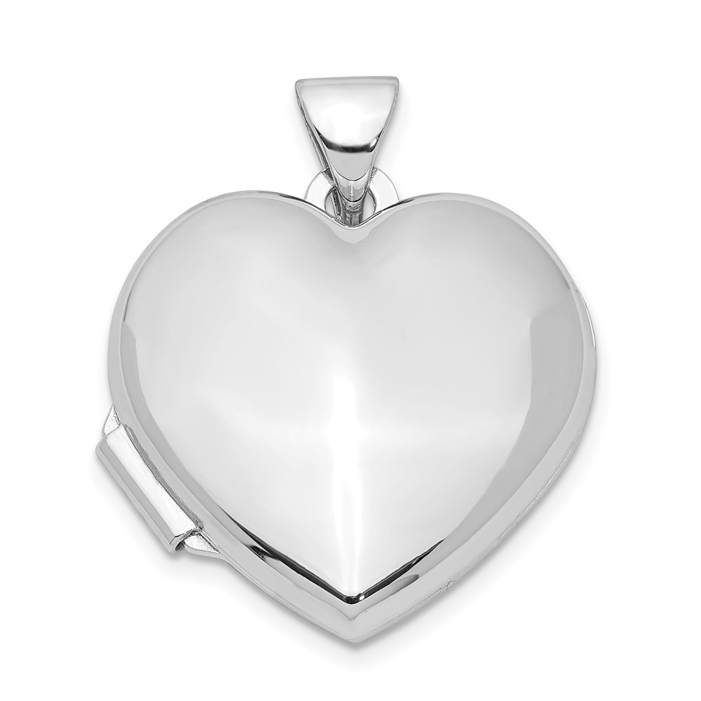 Sterling Silver Rhodium-plated Polished 18mm Heart Locket Pendant 1.46gm