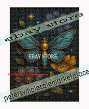 500 piece jigsaw puzzle Blue Butterfly Floral 3D Look Night nature