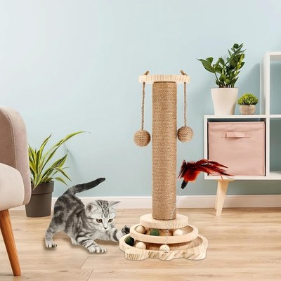 Katze Kratzbaum Katze Ballspielzeug mit Holzkugelbahn Katzenspielzeug 44.5cm