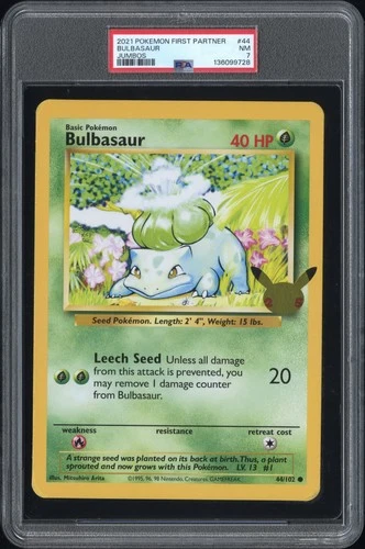 2021 POKEMON FIRST PARTNER JUMBOS #44 BULBASAUR PSA 7