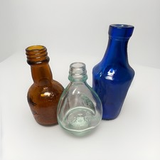 Lot of 3 Mini Colored Glass Vintage Apothecary Bitters Bottles Liquor Bud Vases