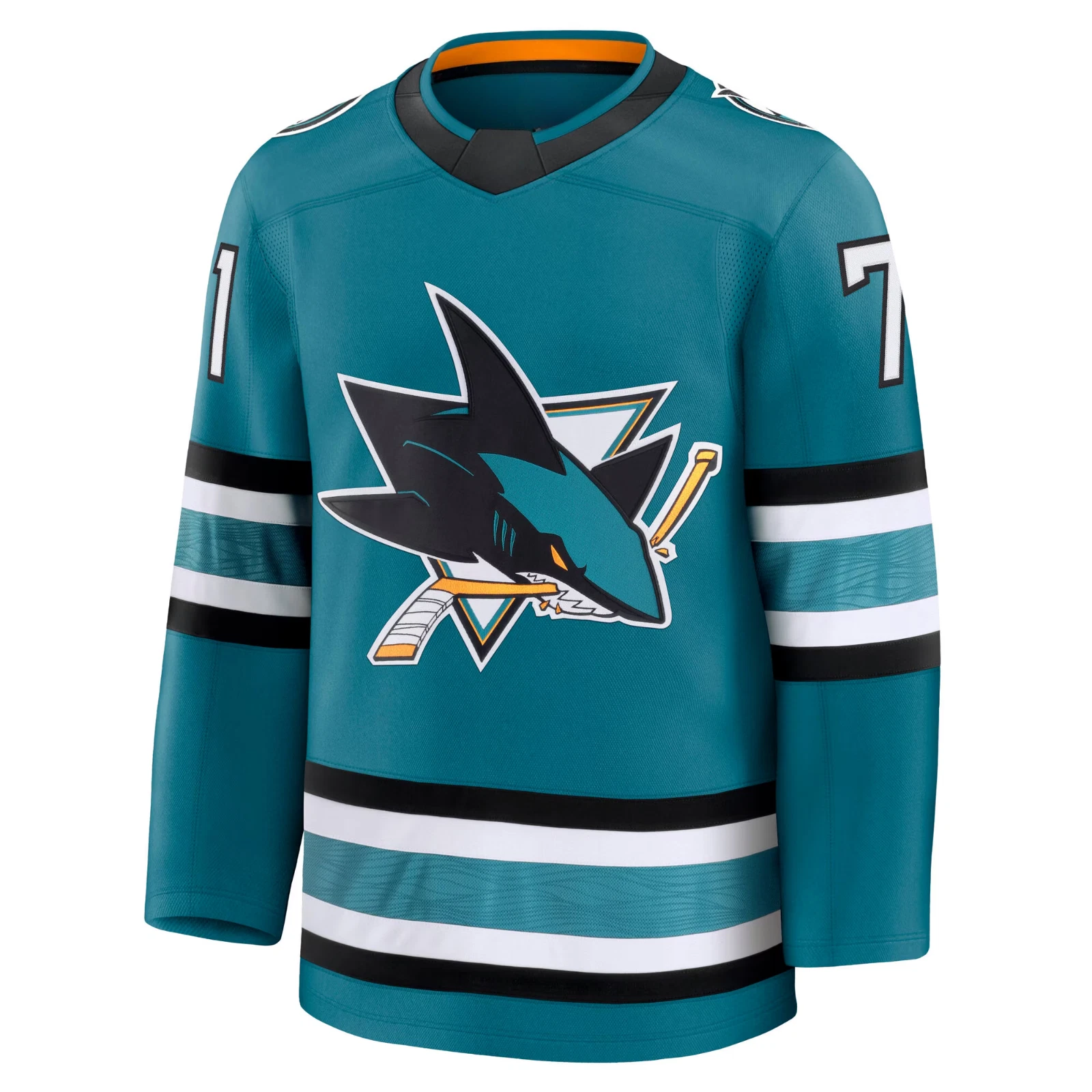 Men's #71 Celebrini Teal Home Stitched Hockey Jersey