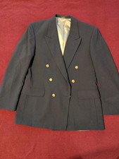 Robert Stock Navy Blue Blazer Men's Double-Breasted Eagle Crown Buttons Made USA