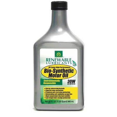 Renewable Lubricants 85241 Engine Oil, Sae 30, Bio-Synthetic, 1 Qt.