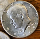 1964 Kennedy Half Dollar, 90% Silver, (.36 Troy ounces of SILVER)