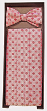 Vintage Fivefold 100 Silk Light Pink Cummerbund Bow Tie Boxed Set Made in USA