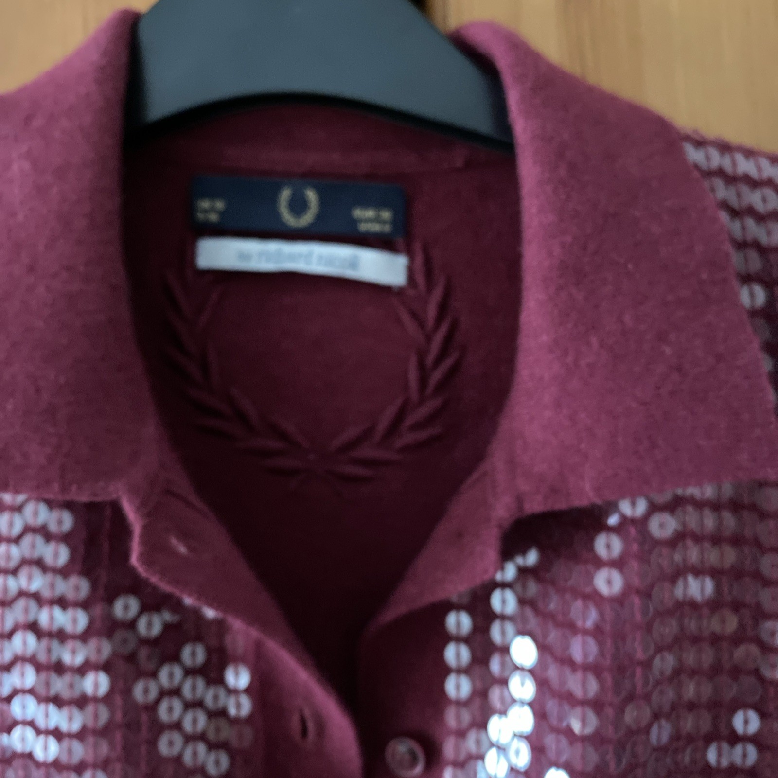 Fred Perry - Richard Nicoll -Rare - sequinned, Wine Jumper top-Sz10 -Ex con image 4