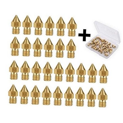 30PCS 3D Printer Extruder Nozzles for Anet A8 Makerbot MK8 Creality CR-10 0.2mm