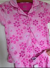 Barbie 2 Piece Pajama Set Girls S 6X Pink white flowers