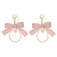2 StüCk Schleifen-AnhäNger Perlen Armband SchlüSselanhäNger Herz AnhäNger Pink