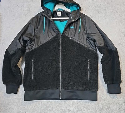 VINTAGE Nike Jacket Mens Size L Large Black Hooded Hybrid Sherpa Full  Zip