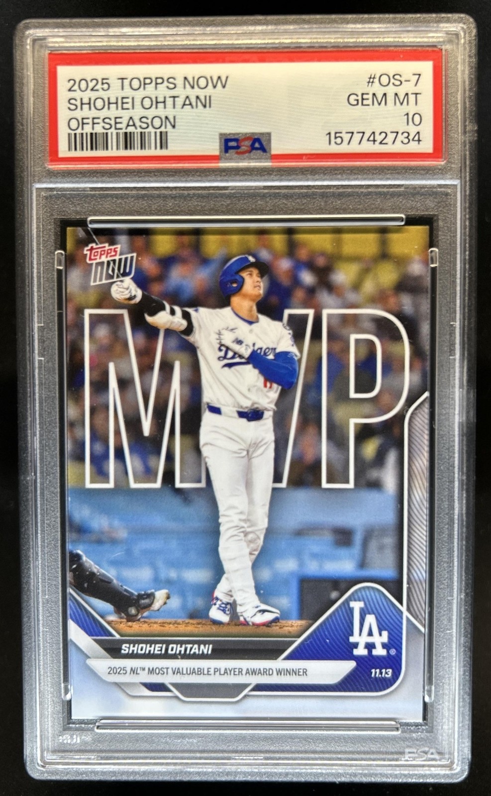 2025-26 Topps Now Off-Season Shohei Ohtani 2025 MVP #OS-7 Dodgers PSA 10