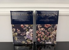 Ralph Lauren Elyse Floral King Shams 2 Pc Set Woven Cotton Eggplant