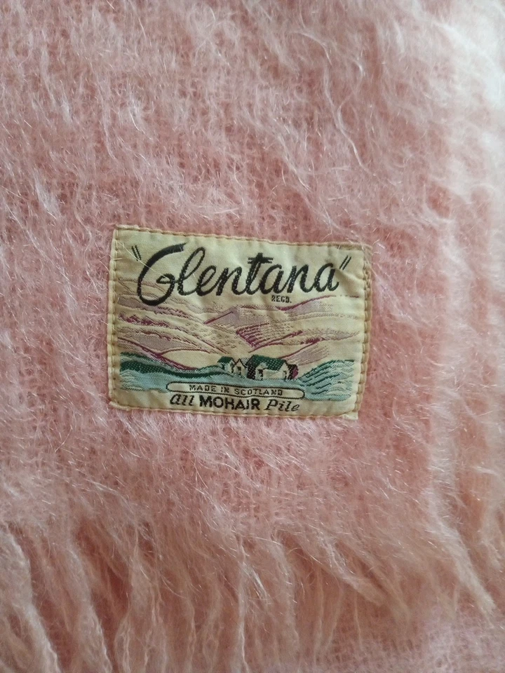 Vintage Glentana Made in Scotland All Mohair Wool Pink Throw, Blanket 68x48 - Image 3 of 4