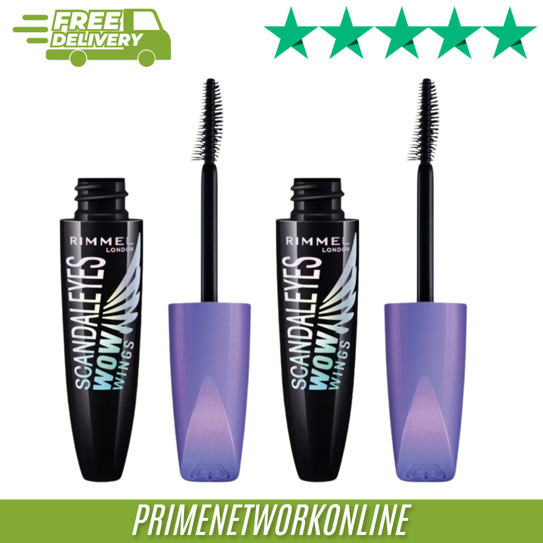 2 X Rimmel Scandaleyes Wow Wings Mascara - 003 Extreme Black - 12ml ⭐⭐⭐⭐⭐