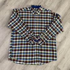 Cinch Mens XL Western Button Down Long Sleeve Plaid Shirt Blue Green Made in USA