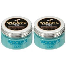 Woody's Hair Clay for Men Matte Finish Strong Hold Styling Pomade 3.4oz 2-Pack
