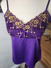 Y2K 90s Satin Fairy Top M Lace Romantic Whimsigoth Dainty Coquette Purple Lace