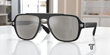 VERSACE VE2199 10006G MATTE BLACK LT GREY MIRROR SILVER 56 mm Men's Sunglasses