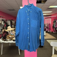 Vintage Abercrombie & Fitch Button Down Denim Shirt Men XL Long Sleeve Blue