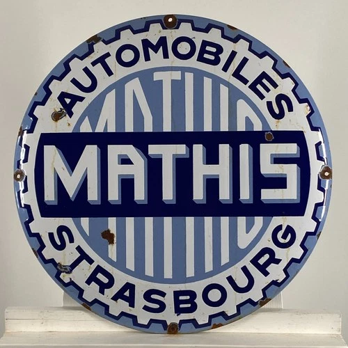 Mathis Enamel Sign - Ø 50cm (19.7") - Nice Rare Car Vintage Porcelain Decoration