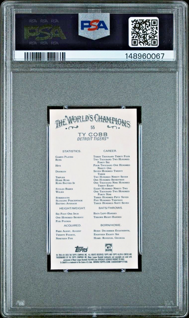 2025 Topps Allen & Ginter - Ty Cobb #55 Mini Black Border PSA POP 1  Tigers! view 2