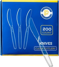 Disposable Clear Plastic Knives Heavyweight Box of 200 Count