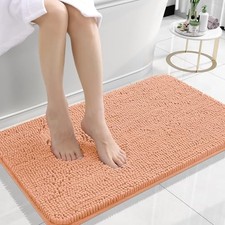 Bathroom Rugs 24x16, Extra Soft Absorbent Chenille Bath Rugs, 24" x 16" Peach