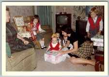 Vtg Color Snapshot Toddler 1st Birthday Party Kids Family Opening Present Dec