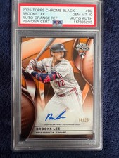 2025 Topps Chrome Black - Brooks Lee #41 Orange Wave Refractor /25 RC, Auto, PSA