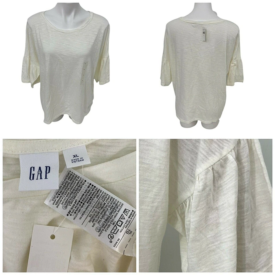 Sonoma Top Womens XL Lot Casual Tee Cream Red Floral Short Sleeve Work Office - Image 4 of 4