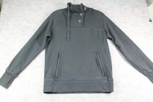 Oakley Hoodie Womens Small S Black Button Neck Regular Fit Finger Holes