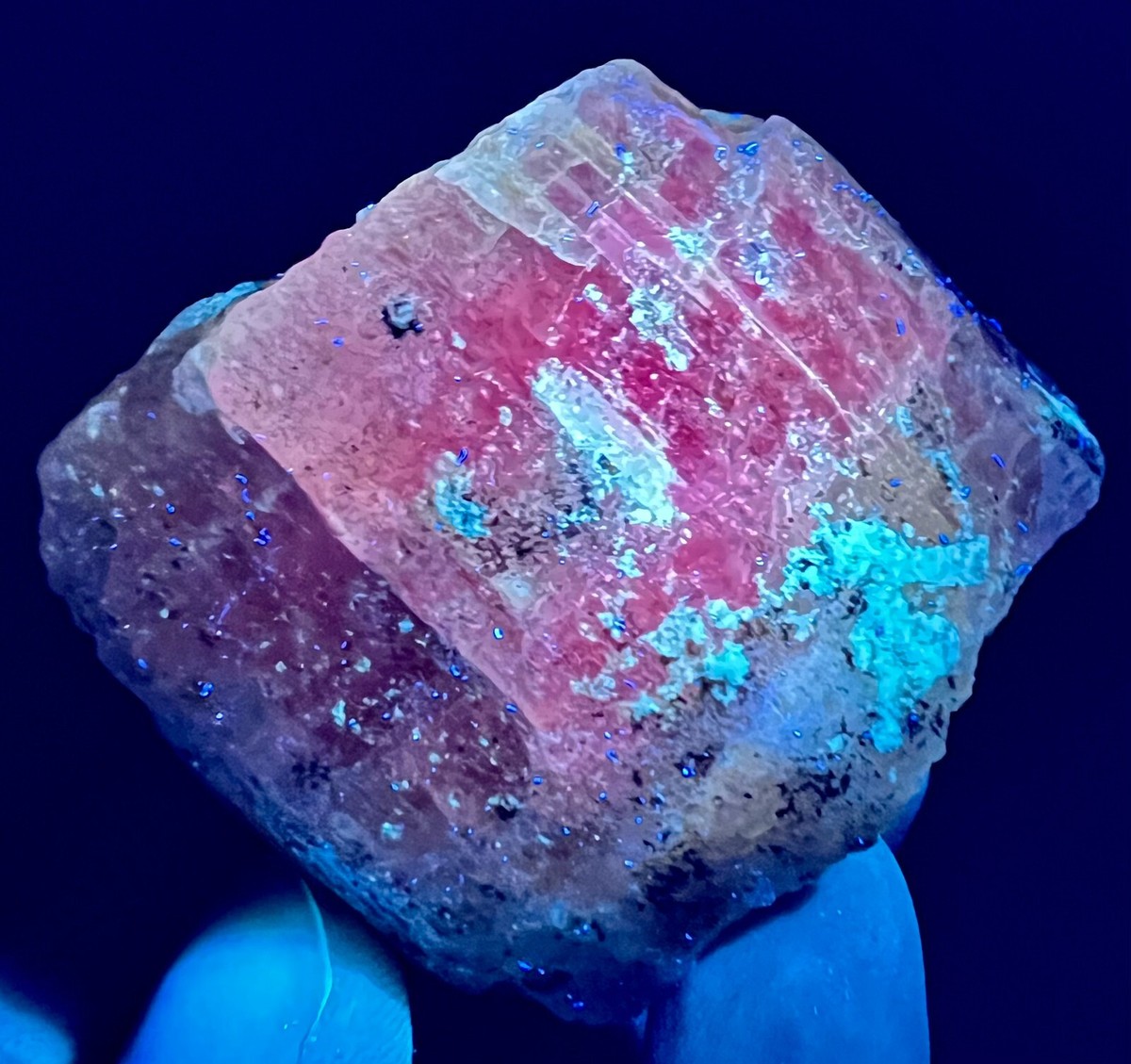 92 Gm Beautiful Natural Rare Fluorescent Bunch Of Scapolite Crystal  Specimen~AF
