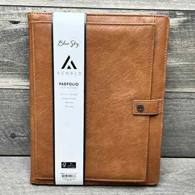 Blue Sky 150537 Asmbld Professional Tan Faux Leather Padfolio w/ 8.5x11 NotePad